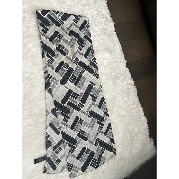 COACH Grey Logo Print 100% Silk Scarf - Picture 5 of 5